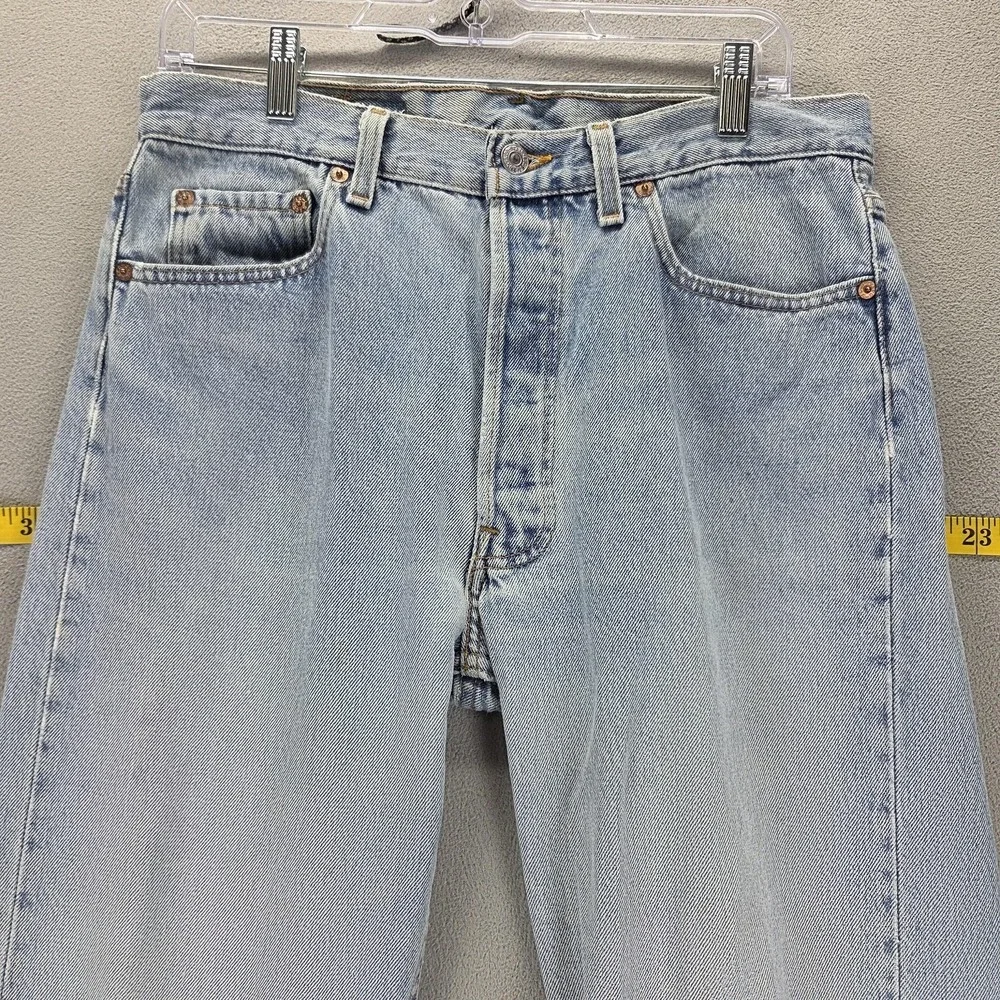 Vintage Levis 501 Jeans Mens Blue Light Wash Made In USA Button Fly Fits 30x30